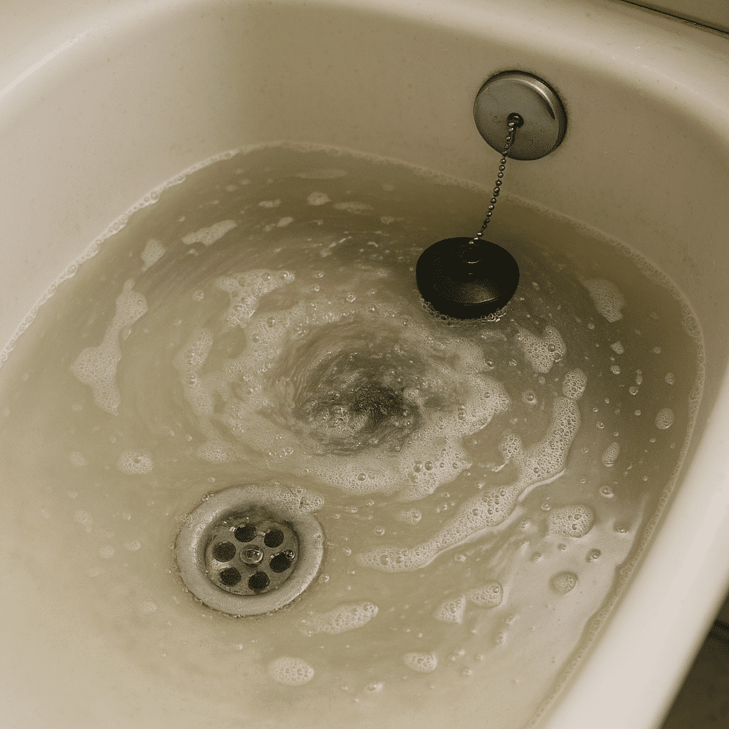 Baignoire bouchée avec stagnation de l’eau